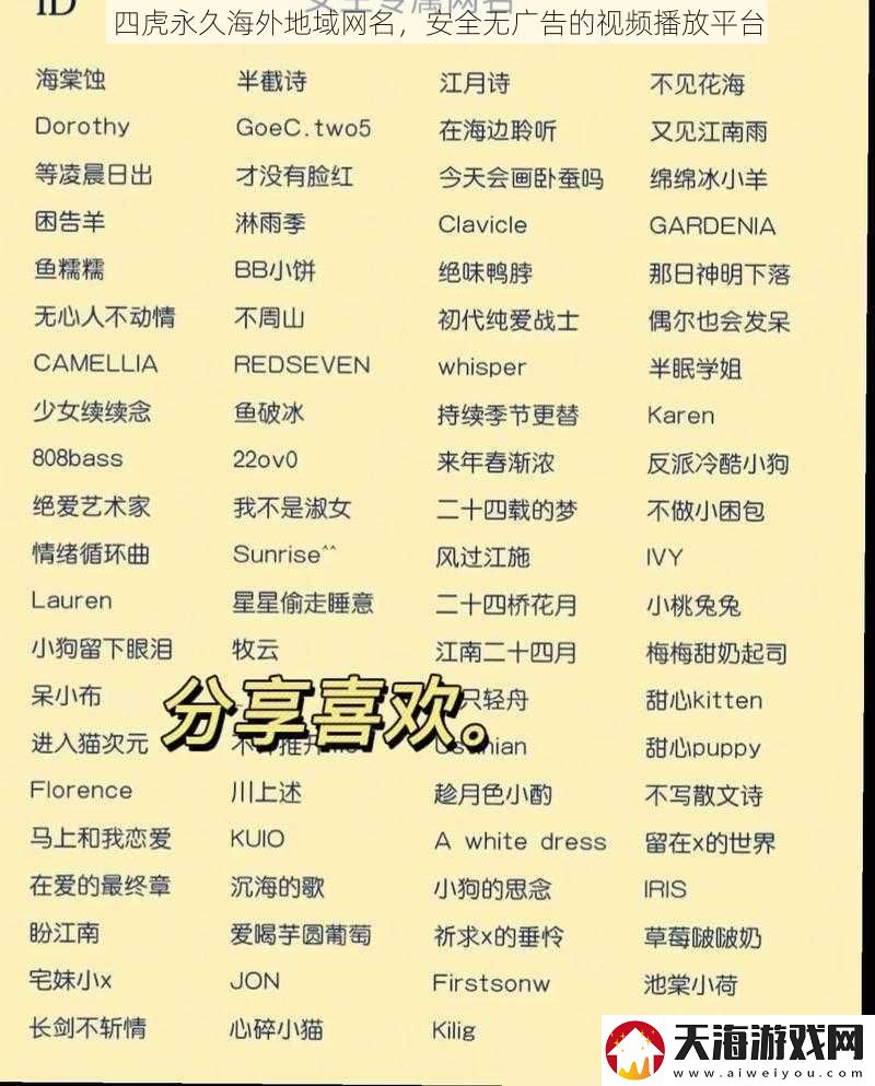 四虎永久海外地域网名，安全无广告的视频播放平台