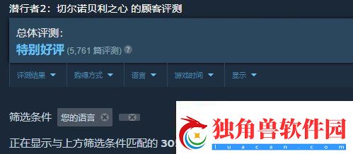 潜行者2Steam获“特别好评”