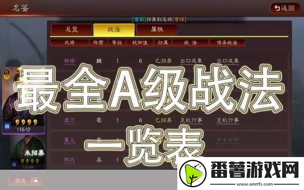 三国志战略版-解锁最实用与顶尖的A级战法