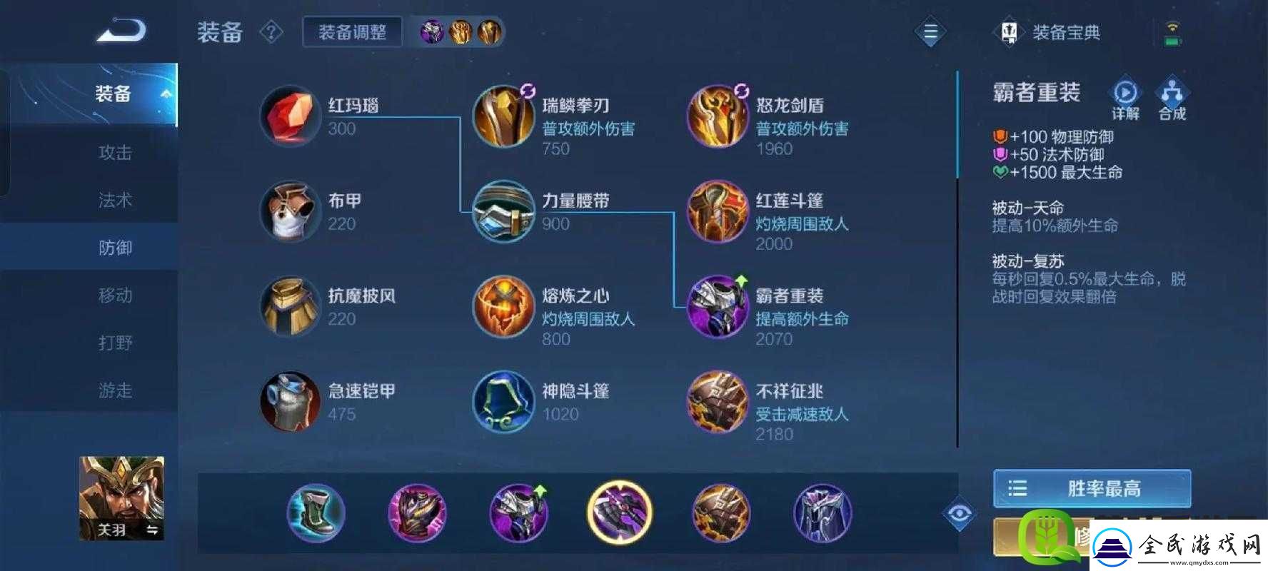 王者荣耀关羽出装解析全方位详细解读关羽的最佳出装策略及思路