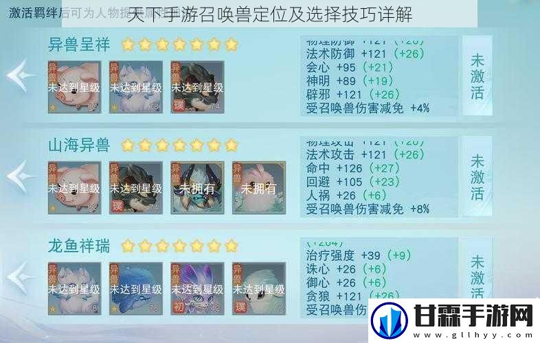 天下手游召唤兽定位及选择技巧详解