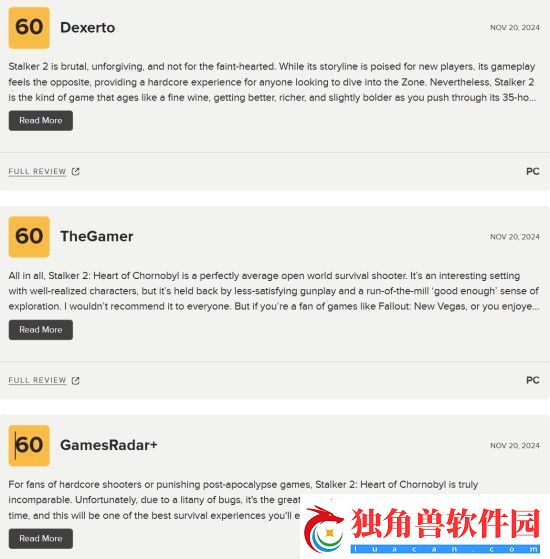 潜行者2三家媒体60分-BUG太多影响体验