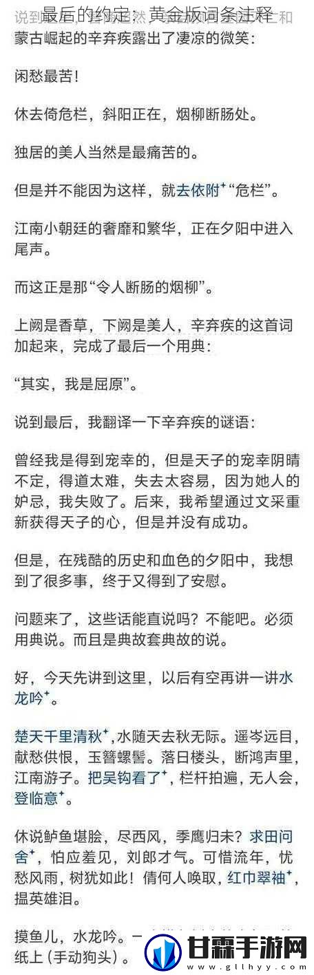 最后的约定：黄金版词条注释