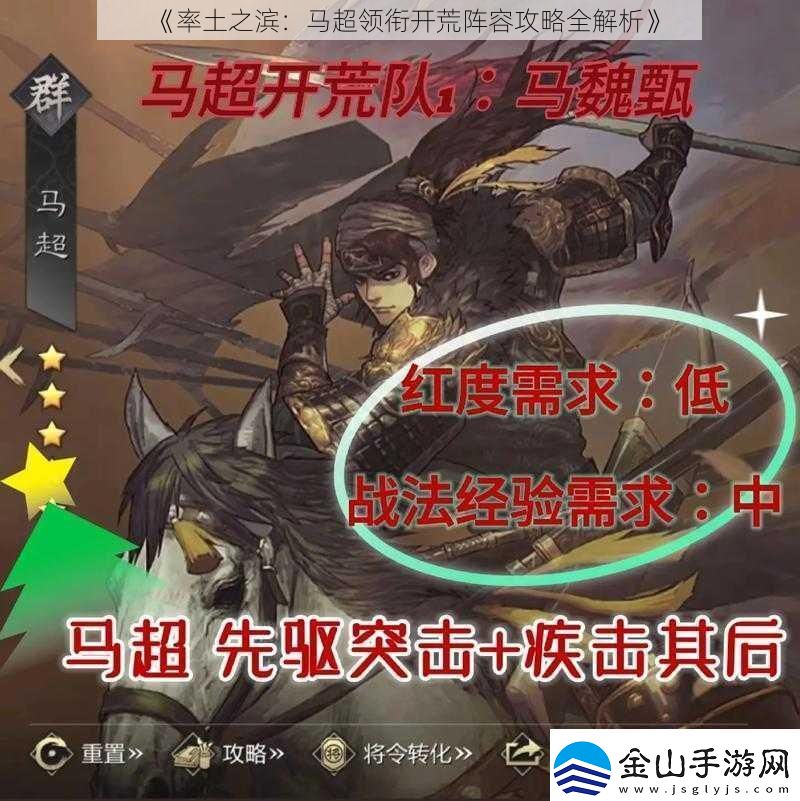 率土之滨：马超领衔开荒阵容攻略全解析