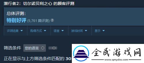 潜行者2Steam获“特别好评”