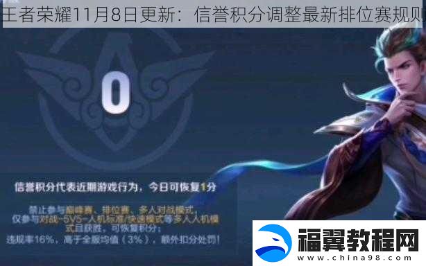 王者荣耀11月8日更新：信誉积分调整最新排位赛规则